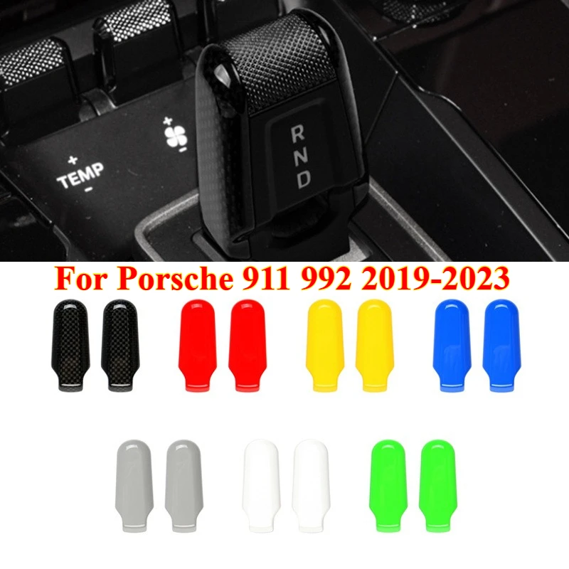 

2PCS Car Carbon Fiber Gear Shift Lever Knob Trim Cover Replacement for Porsche 911 992 2019-2023，Car Interior Accessories
