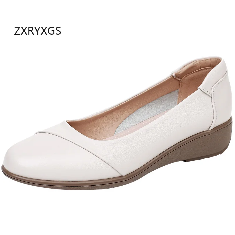 

ZXRYXGS, темпераментная трендовая обувь из воловьей кожи, женская обувь из натуральной кожи, удобная мягкая подошва на плоской подошве, черный, белый цвет, 2025 г.