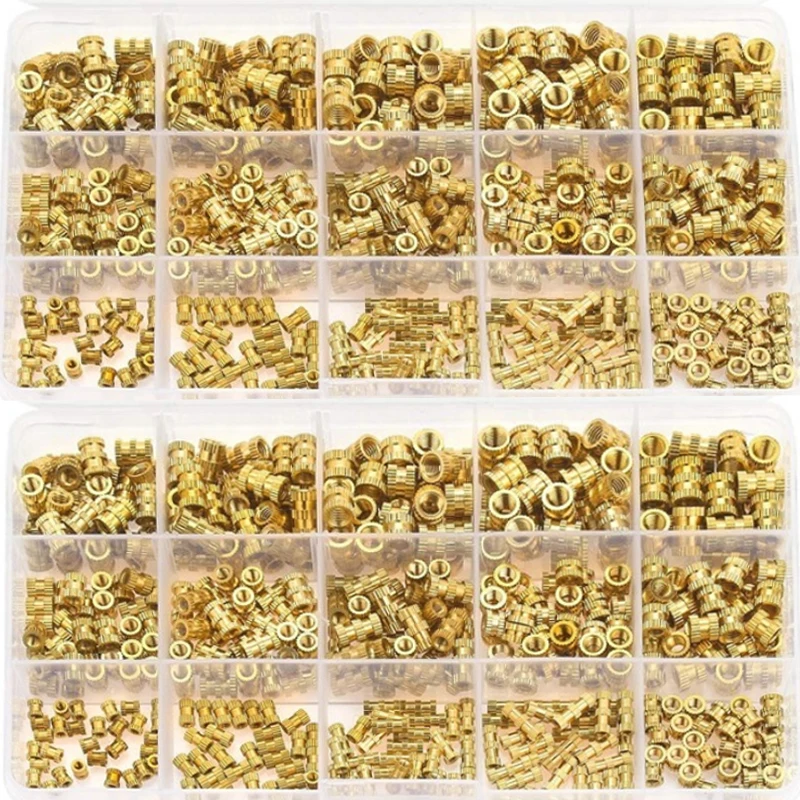 

420PCS M2 M3 M4 M5 Female Thread Knurled Nuts Brass Threaded Insert Embedment Nuts Assortment Kit Rivnut Bolts and nuts