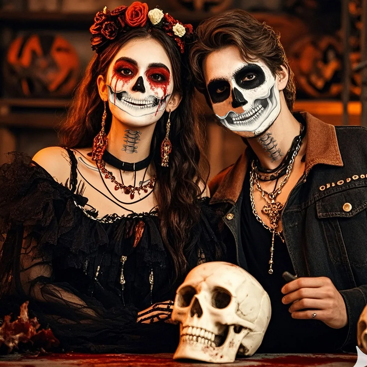 

Хэллоуин рот кость ключица татуировка наклейка, наклейка с татуировкой ужасов, наклейка на костюм Хэллоуина