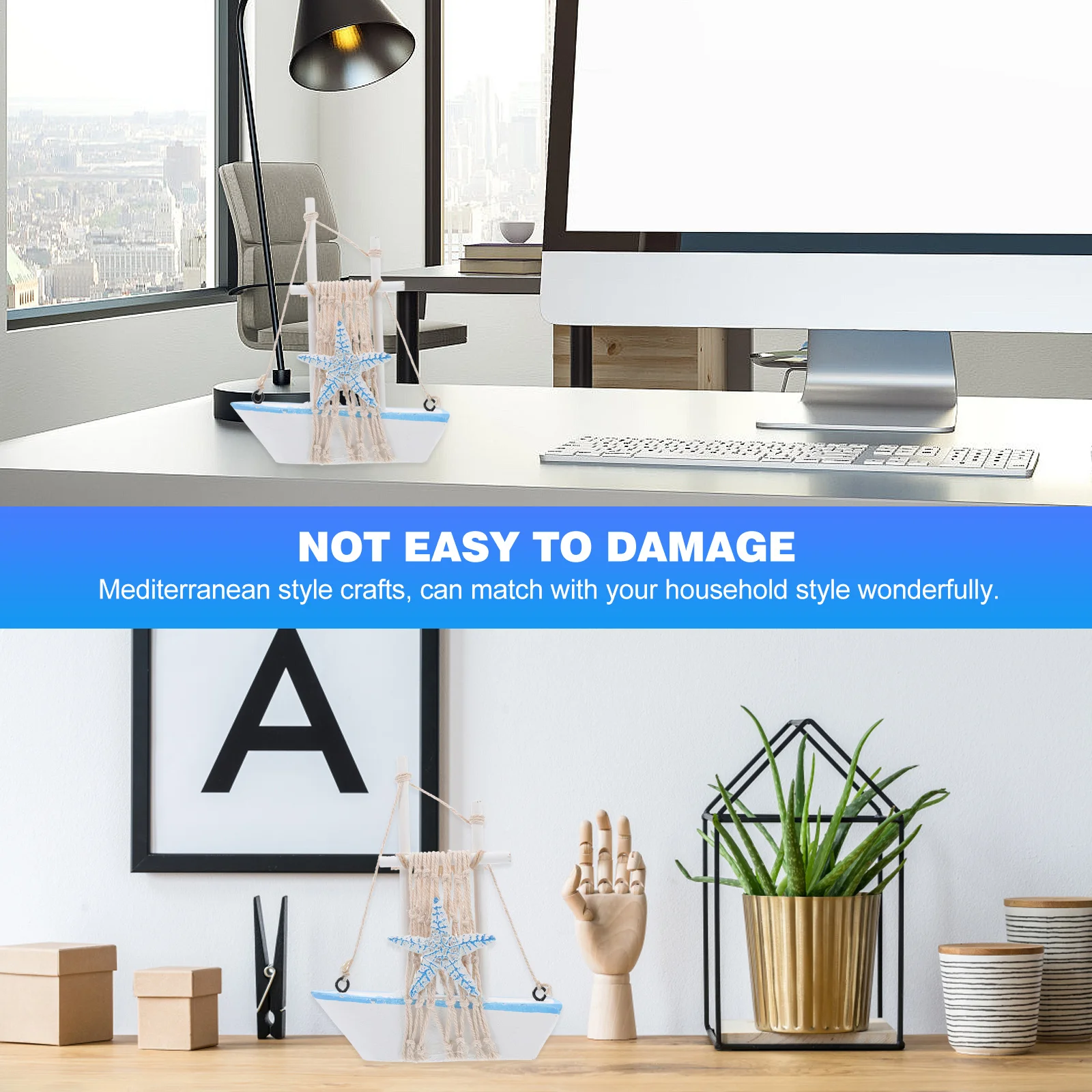 

1Pcs Wooden Sailboat Decoration Mediterranean Style Craft for Home Office Desktop Decor Kids Room Party Gift Wooden Sailing Boat