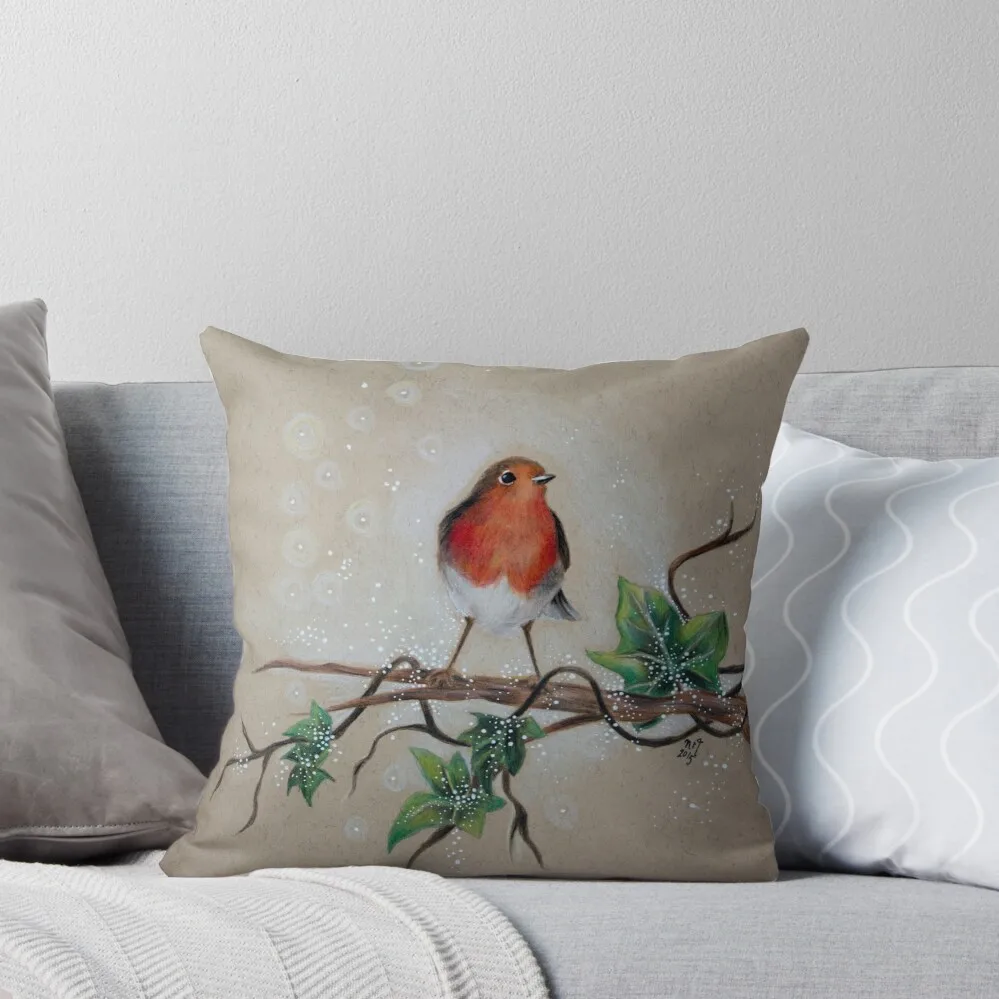 Robin Redbreast Throw Pillow Pillow Covers Decorative Sofa Cover Christmas Pillows Decorative Sofa Cushion pillow