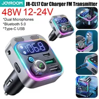 JOYROOM JR-CL17 48W Car Charger FM Transmitter Car Bluetooth 5.0 Charger FM Transmitter 12-24V Car Bluetooth FM Transmitter