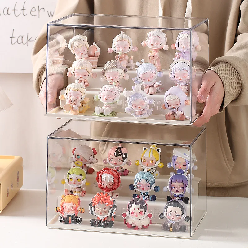 Dustproof Doll Display Case Blind Box Showcase Storage Organizer Acrylic Storage Box for Action Figures Toy Model Collectible