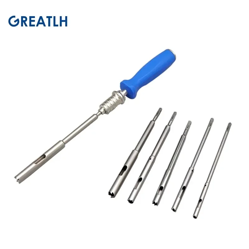 Veterinary Hollow Reamer Hollow Mill for Removal Bone Screw Extractor Handle Orthopedic Instrument Stainless Steel