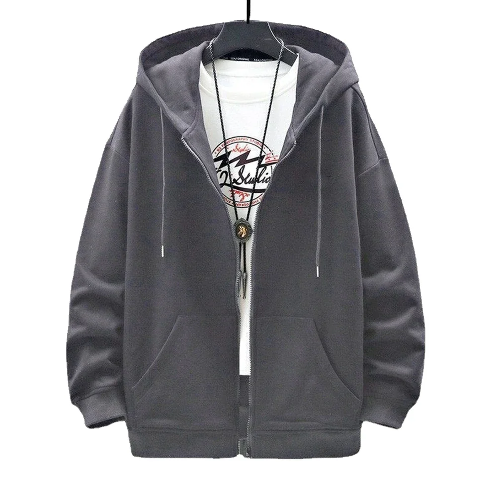 Frauen Solide Hoodies Mantel Harajuku Grundlegende Langarm Frühling Herbst Lose Zip Up Casual Übergroßen Sweatshirts Jacke mit Tasche – Detail 12