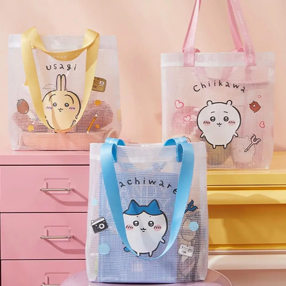 

2024 New MINISO Chiikawa series PVC shopping bag Kawaii shoulder carrying crossbody bags large capacity shopping convenience bag