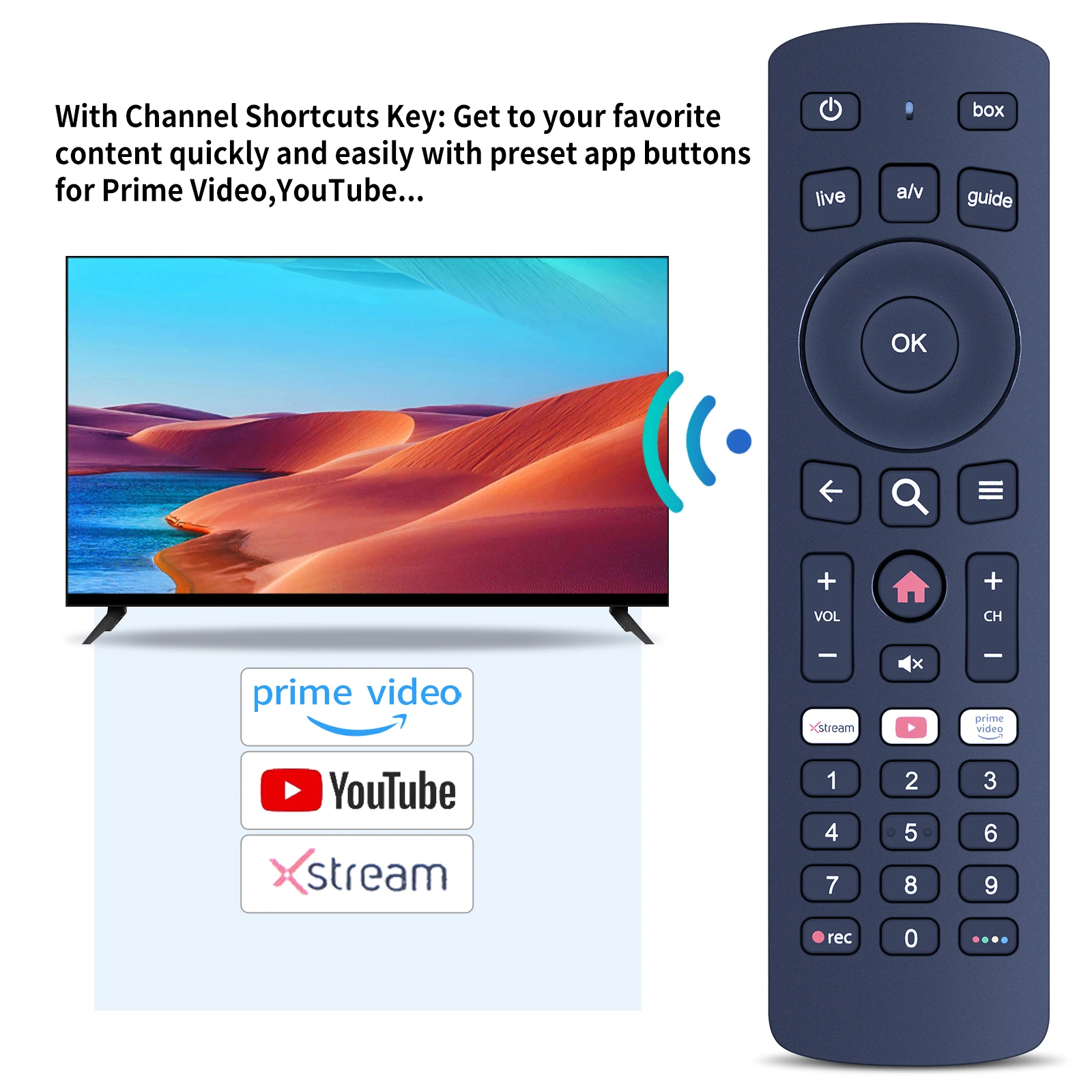 การควบคุมระยะไกลสำหรับกล่องทีวี01BR RC3653401 xstream