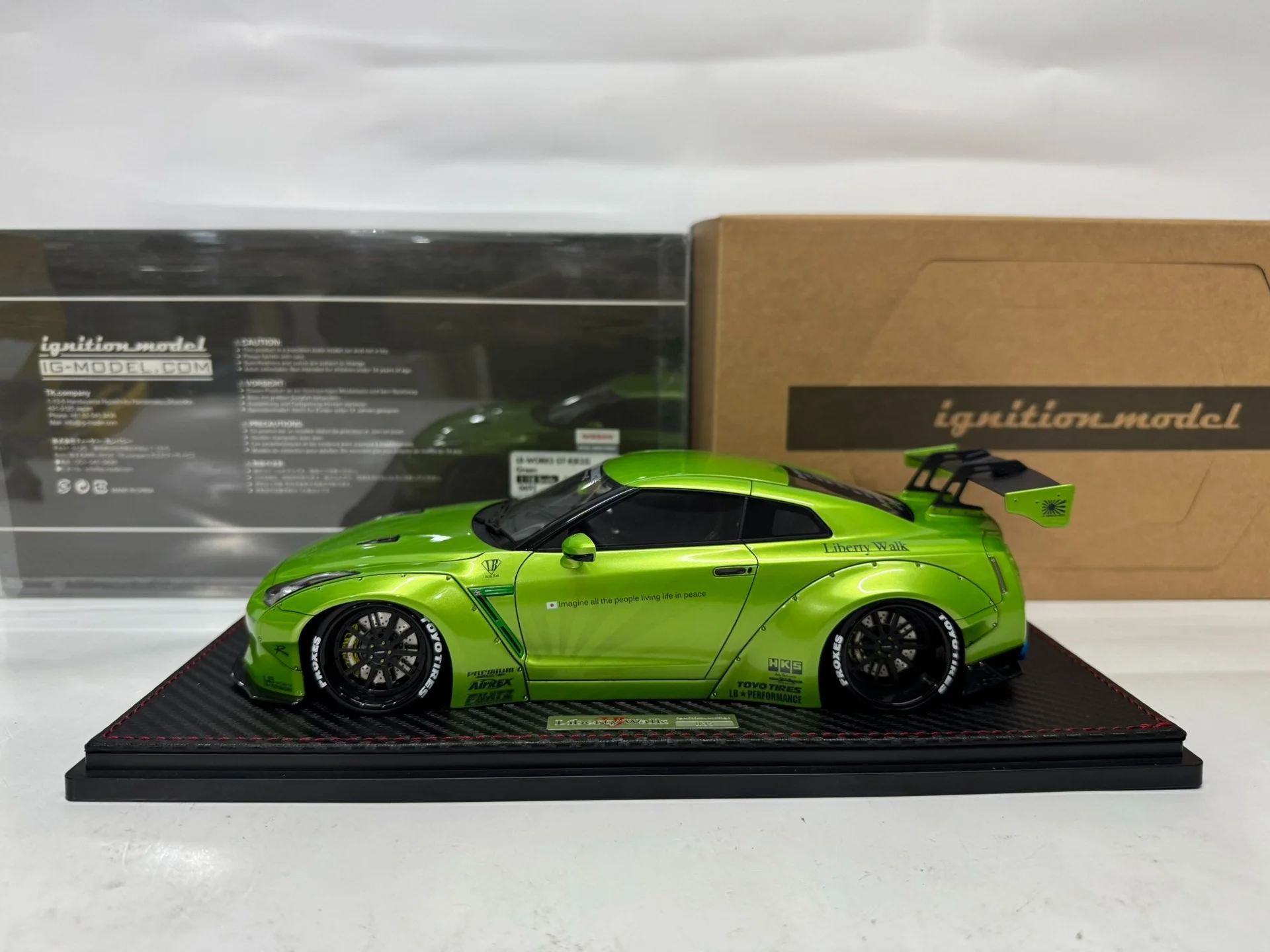 IG 1:18 GTR R35 LB Green JDM Simulation Limited Edition Resin Metal Static Car Model Toy Gift