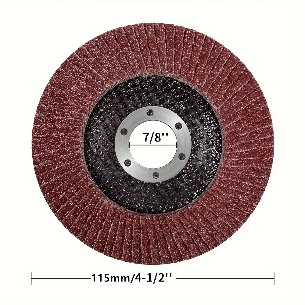 15 lembar aluminium frosted, ukuran 4,5 inci, grit 40-120, cocok untuk mesin gerinda sudut, warna cokelat kemerahan, alat perkakas listrik untuk mesin gerinda