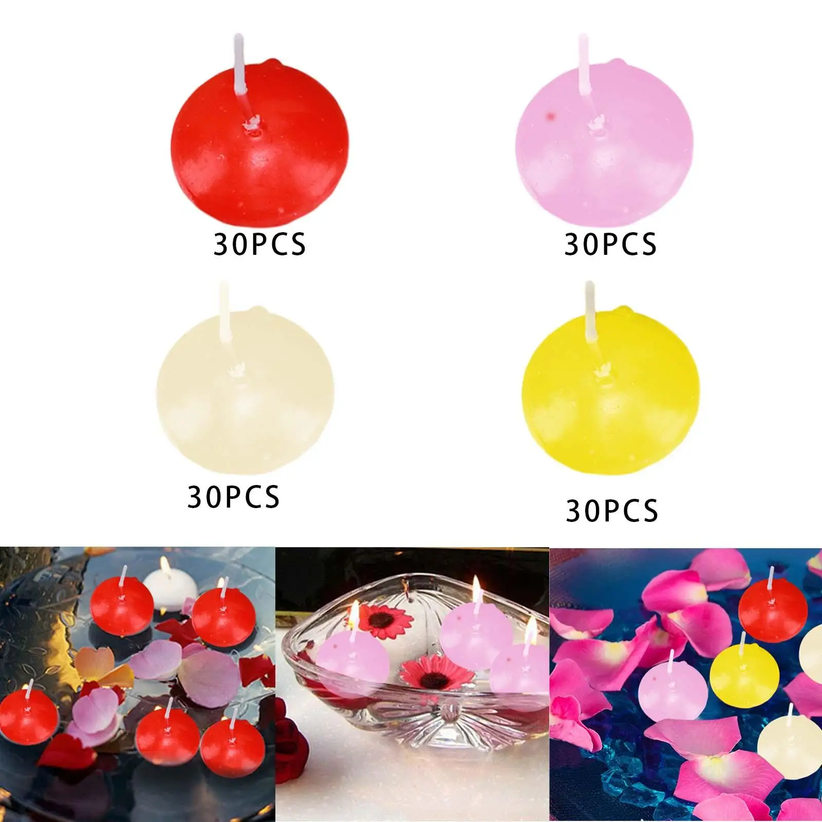 30 Pieces Unscented Floating Candles Universal Tealights Candles Decor for Celebration Valentines Dinner Party Pool Bathtub