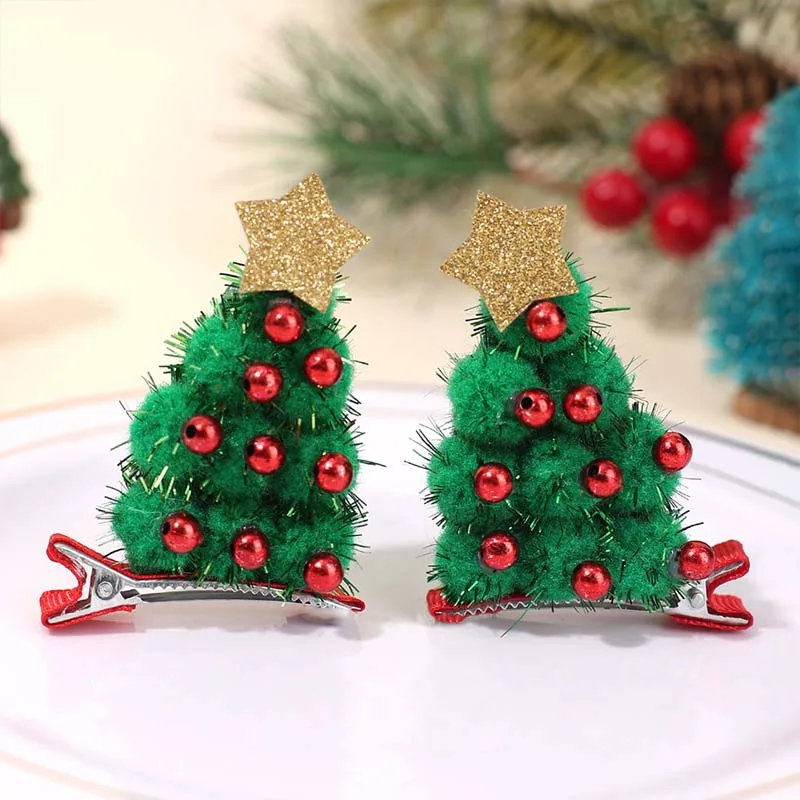 ncmama 2PCS Christmas Tree Hairpins Cute Flower Hair Clip for Toddler Lovely Kids Barrettes Baby Headwear Girls Hair Accessories