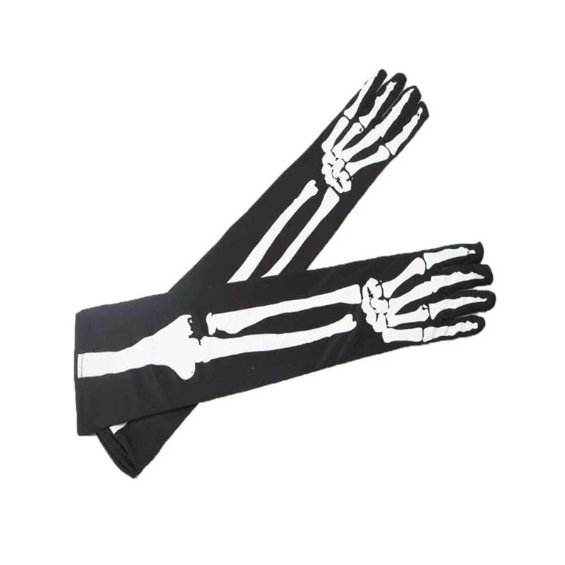 Halloween Skull Face Mask Cover White Skeleton Gloves Bone Ghost Gloves Adult M6CD