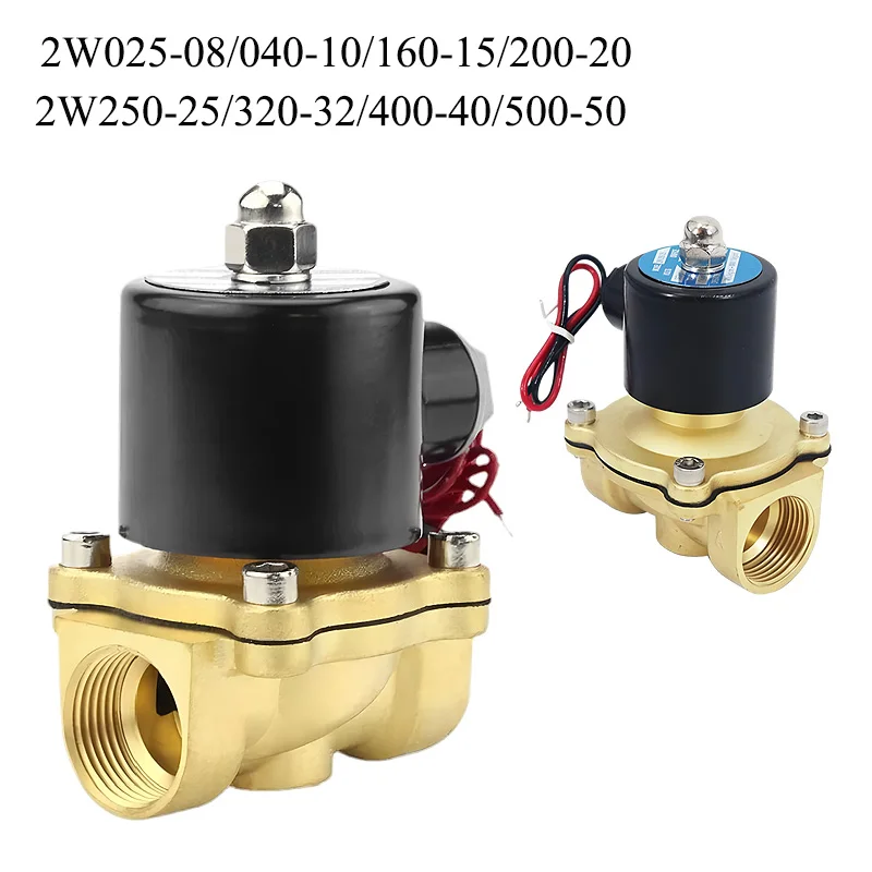 2W Small Solenoid Valves Water Valves Pneumatic Control Valves DN8/10/20/50 Normally Closed 12V 24V 220V 110V For Water Oil Air