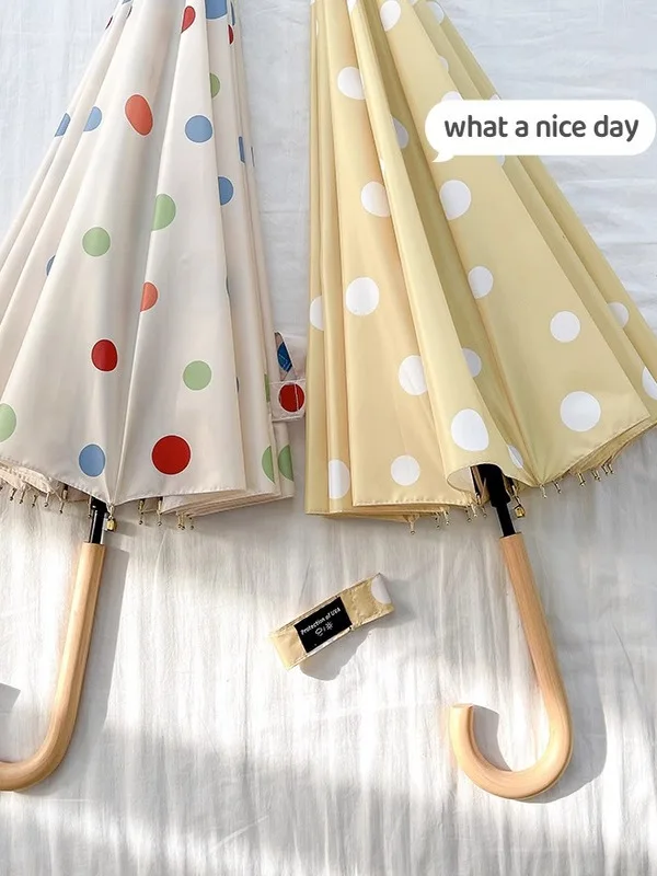 

Dopne Polka Dot Umbrella Windproof Large Auatic Dual Purpose Sunade Rainproof Umbrella for Couples Adult ex