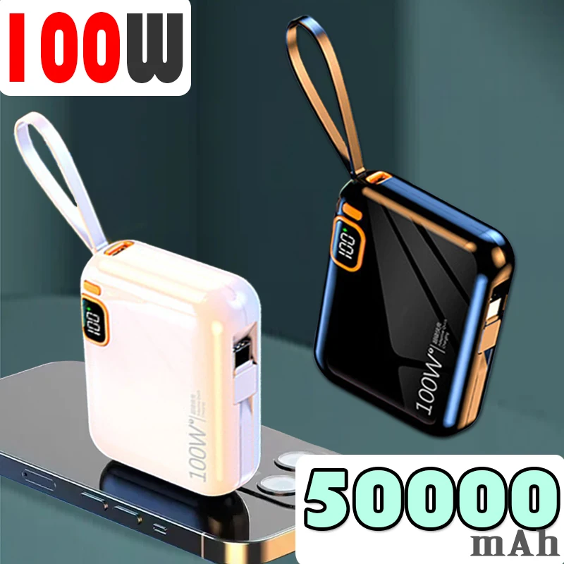 

50000mah Portable PD 100W Power Bank Two-way Fast Charger Mini Powerbank For iPhone Xiaomi Samsung