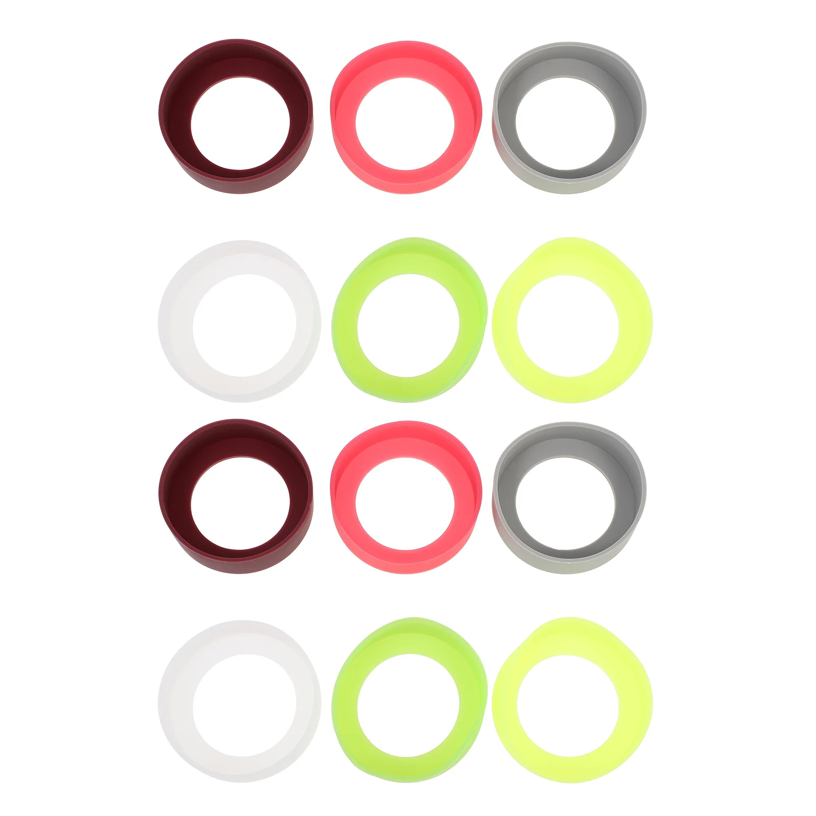 

12Pcs Silicone Heat-Insulated Bottle Covers Flexible Non-Slip Glass Cup Sleeves Heat Protection Water Bottle Covers Simple