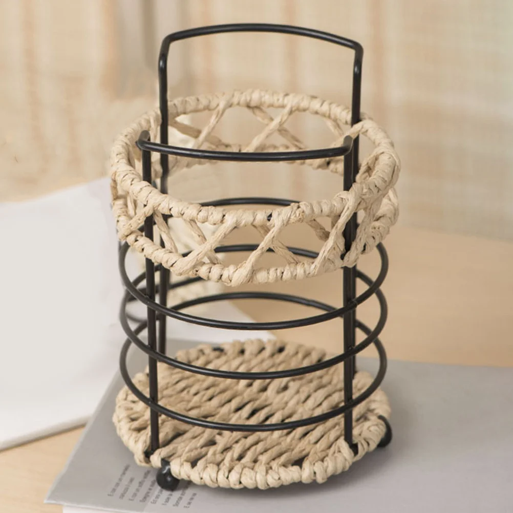 

Desktop Storage Bucket Woven Pen Holder Large Capacity For Pens Pencils Makeup Brushes Craft Tools Office Organizer