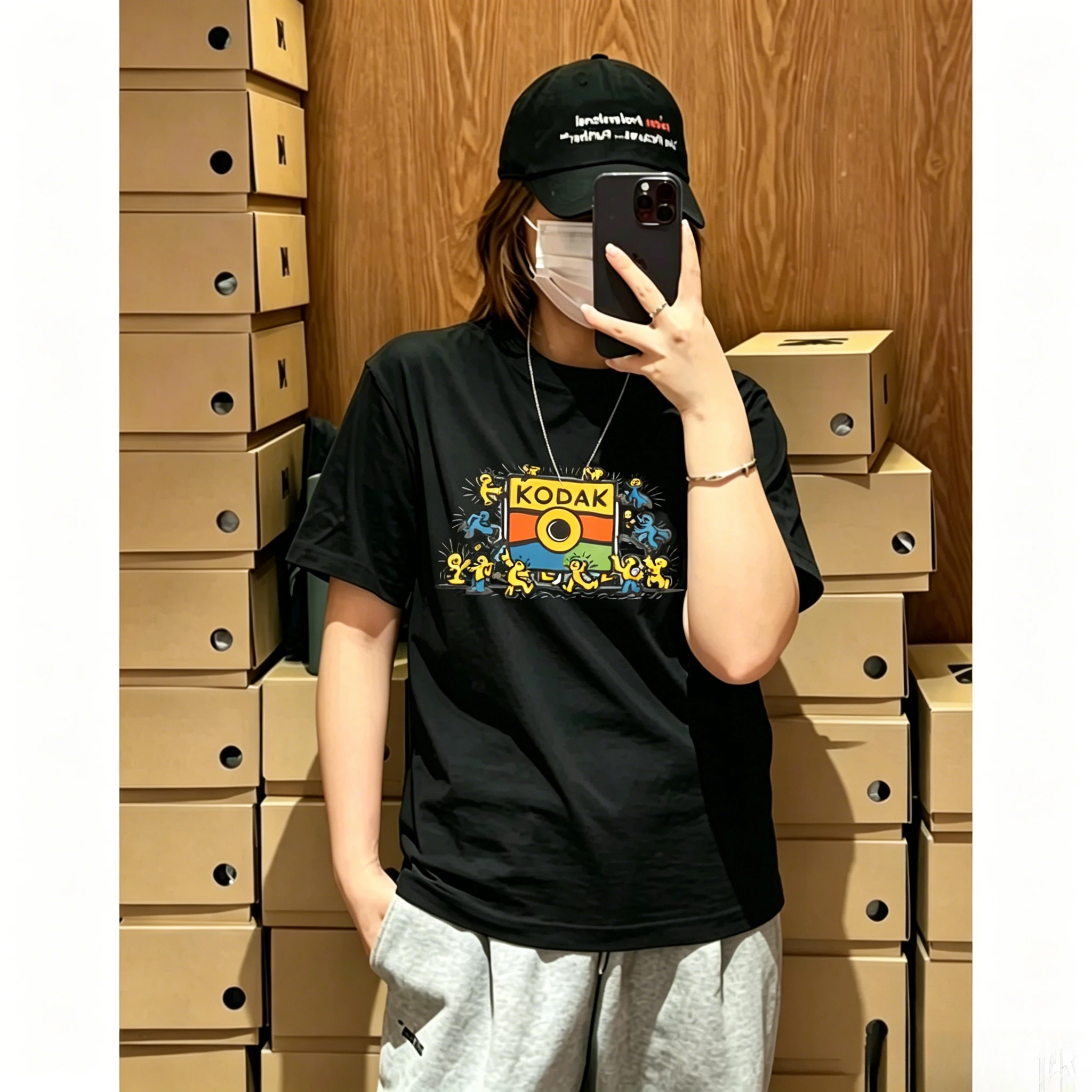 

Kodak Keith Haring Style Pop Art Graphic T-Shirt Men Women Kids Retro Vintage Cotton Short Sleeve Casual Streetwear Tee