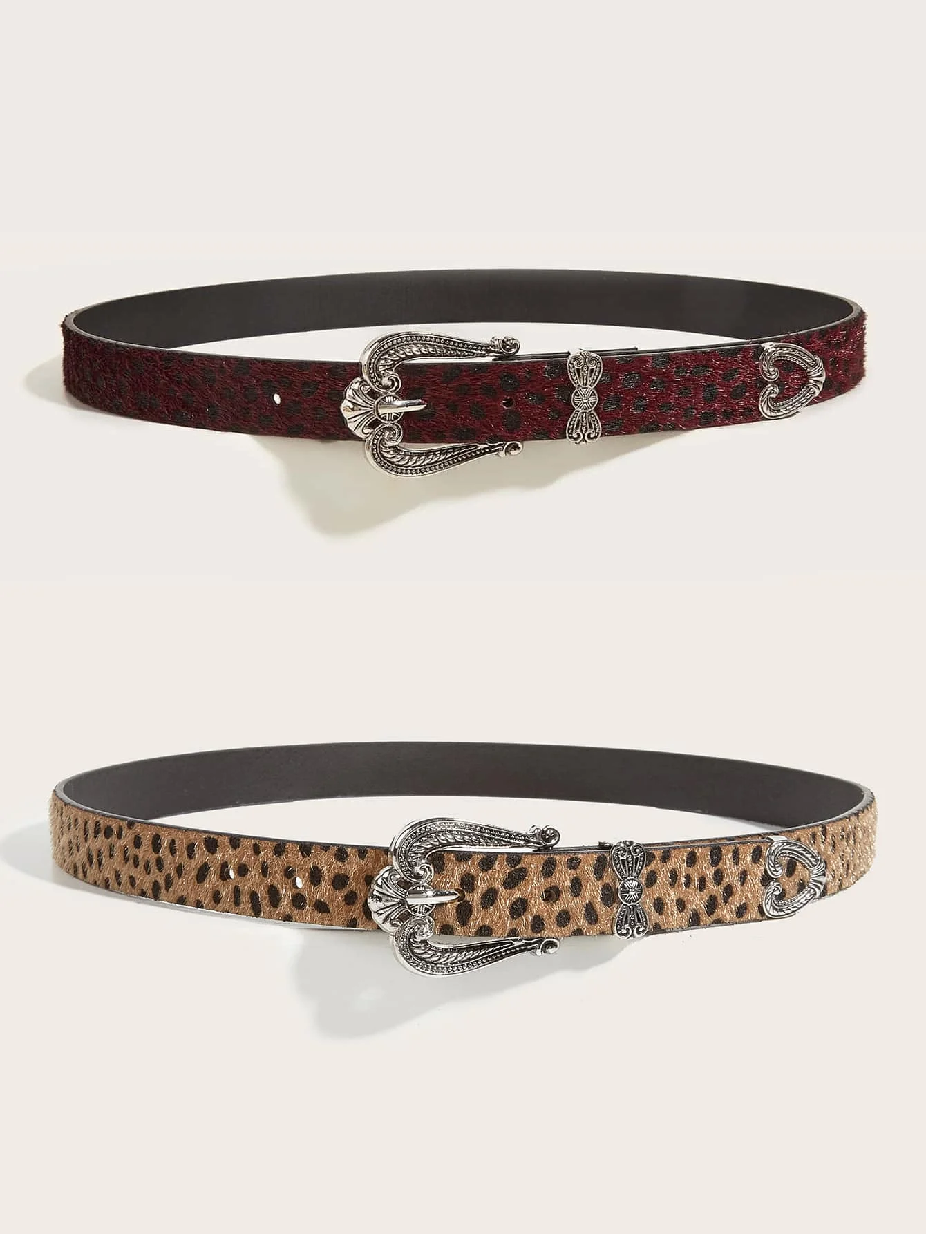 1 Pcs Spring/Summer Women's Vintage Crown Design Buckle Leopard Pattern Belt