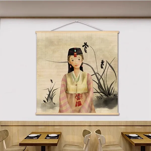 Korean BBQ Restaurant Wall Decorations Art Hangings Korean-Style Bamboo Blinds Curtain