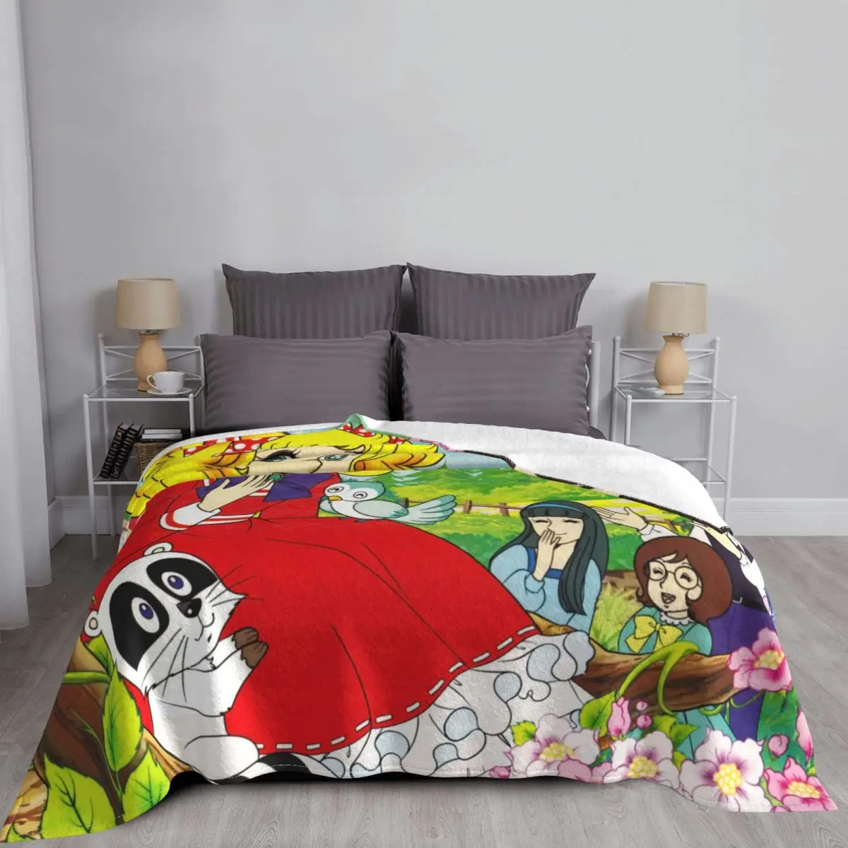 Cute Candy Candy Fleece Throw Blanket Anime Blankets for Bedding Bedroom Super Soft Bed Rug