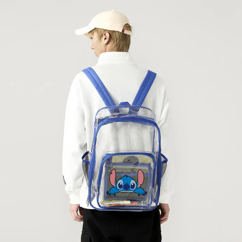 Stitch clear backpack PVC waterproof backpack American student backpack High capacity 33cm*42cm*17cm