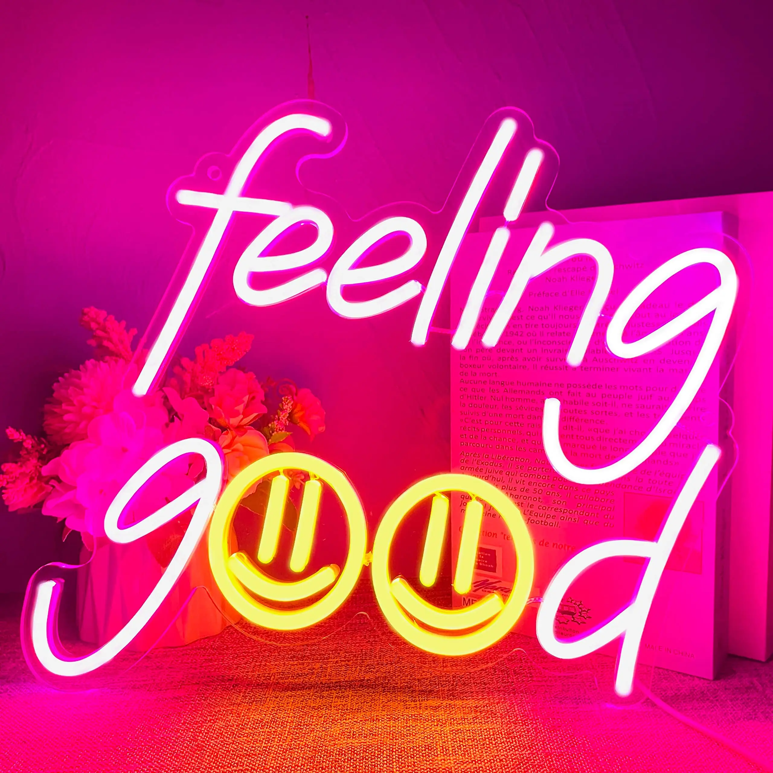 Feeling Good Neon Sign LED Neon Lights for Bedroom Wall Decor Room Bar Man Cave Decoration Pink Neon Light Art Neon Sign