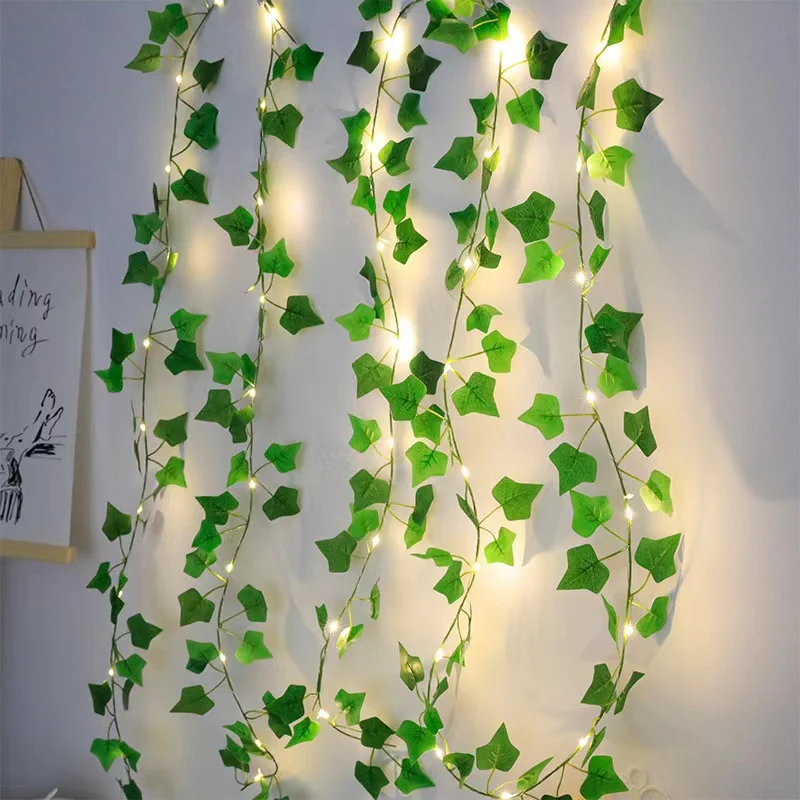 Solar Vine łańcuchy świetlne na zewnątrz wodoodporny bluszcz światła LED sztuczny ratan zielony dekoracja roślin Maple Leaf Garland Lamp