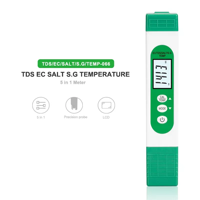 New 5 in 1 TDS EC SALT S.G TEMP Water Quality Tester Digital TDS Meter Marine Aquarium Salinity Meter for Aquarium Swimming Pool