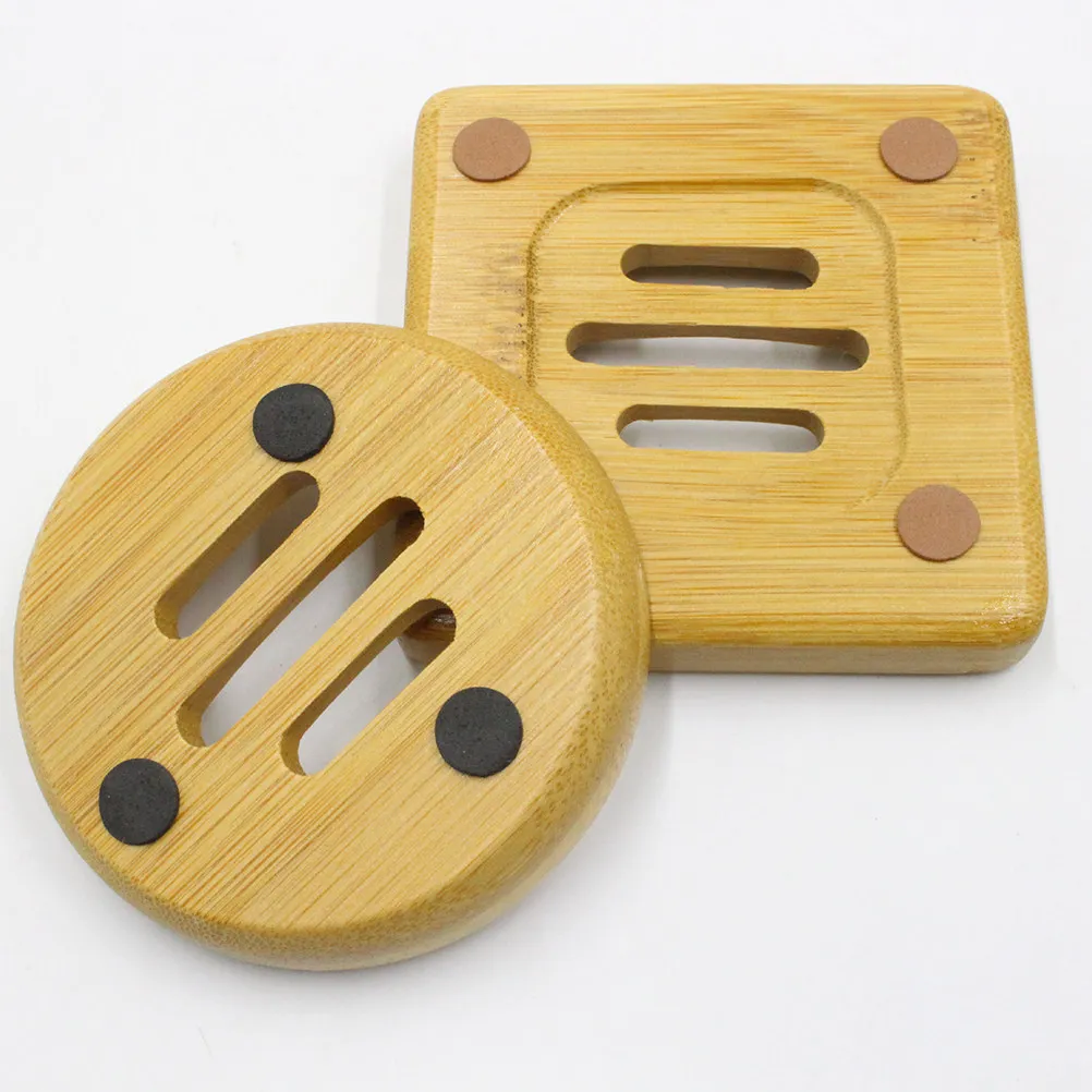 Bamboo Soap Dish 8x8cm Moisture Proof Drainer for Bathroom Counter Travel Outdoor Use Minimalist Soap Holder Round Style