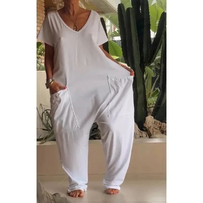 Casual Solid ColorVWomen's Oversized Collar Jumpsuit