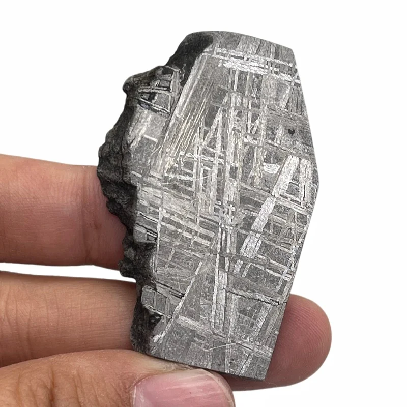 Natural Gibeon Iron Meteorite Slab With Etched Widmanstatten Pattern Polished Surface Space Mineral Collectible Gift TC809