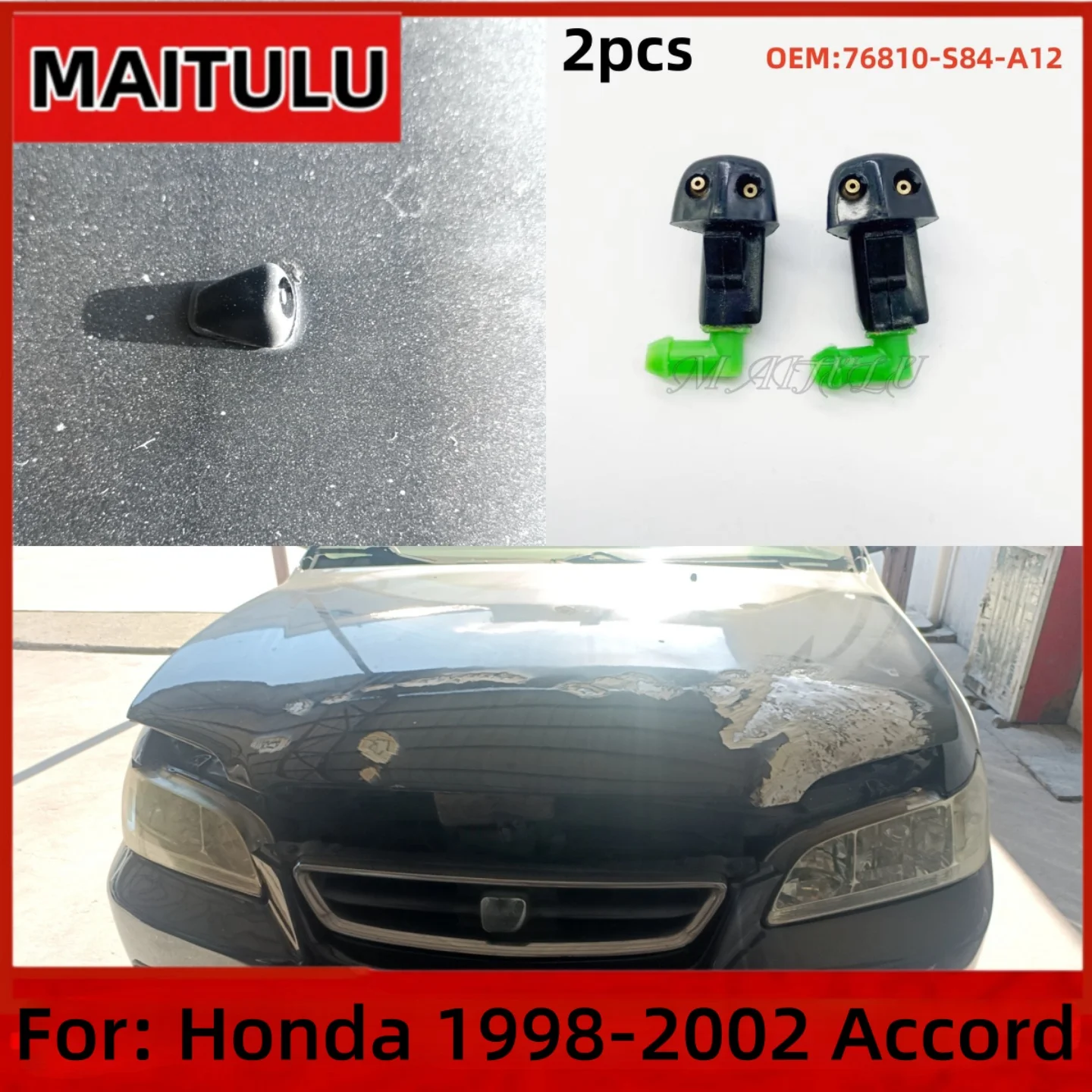 

Windshield Washer Hood Nozzle Set For Honda Aacura Integra 1984-2001 Honda Civic Accord 76810-SR0-004 76815-SR0-004