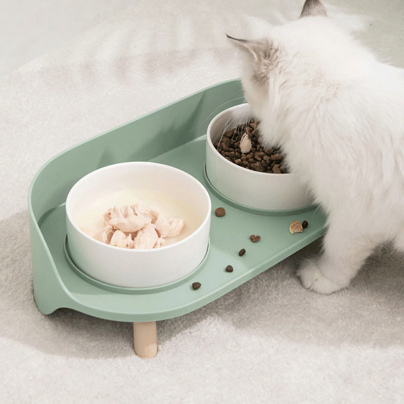 Cat Double Bowls Dog Bowl Stand Pet Feeder Adjustable Kitten Puppy Food Water Feeding Pet Supplies