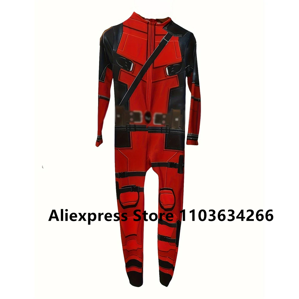 Superhero Deadpool เครื่องแต่งกายเด็ก Carnival COSPLAY Jumpsuit เด็กแฟนตาซีตัวละครภาพยนตร์หน้ากาก Tights บอดี้สูท Zentai