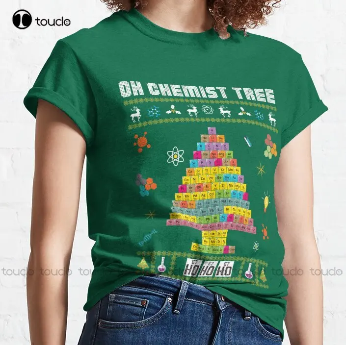 Oh Chemist Tree Merry Christmas Ugly Sweater Chemistry Tee Classic T-Shirt Outdoor Simple Vintag Casual T Shirts Xs-5Xl Unisex