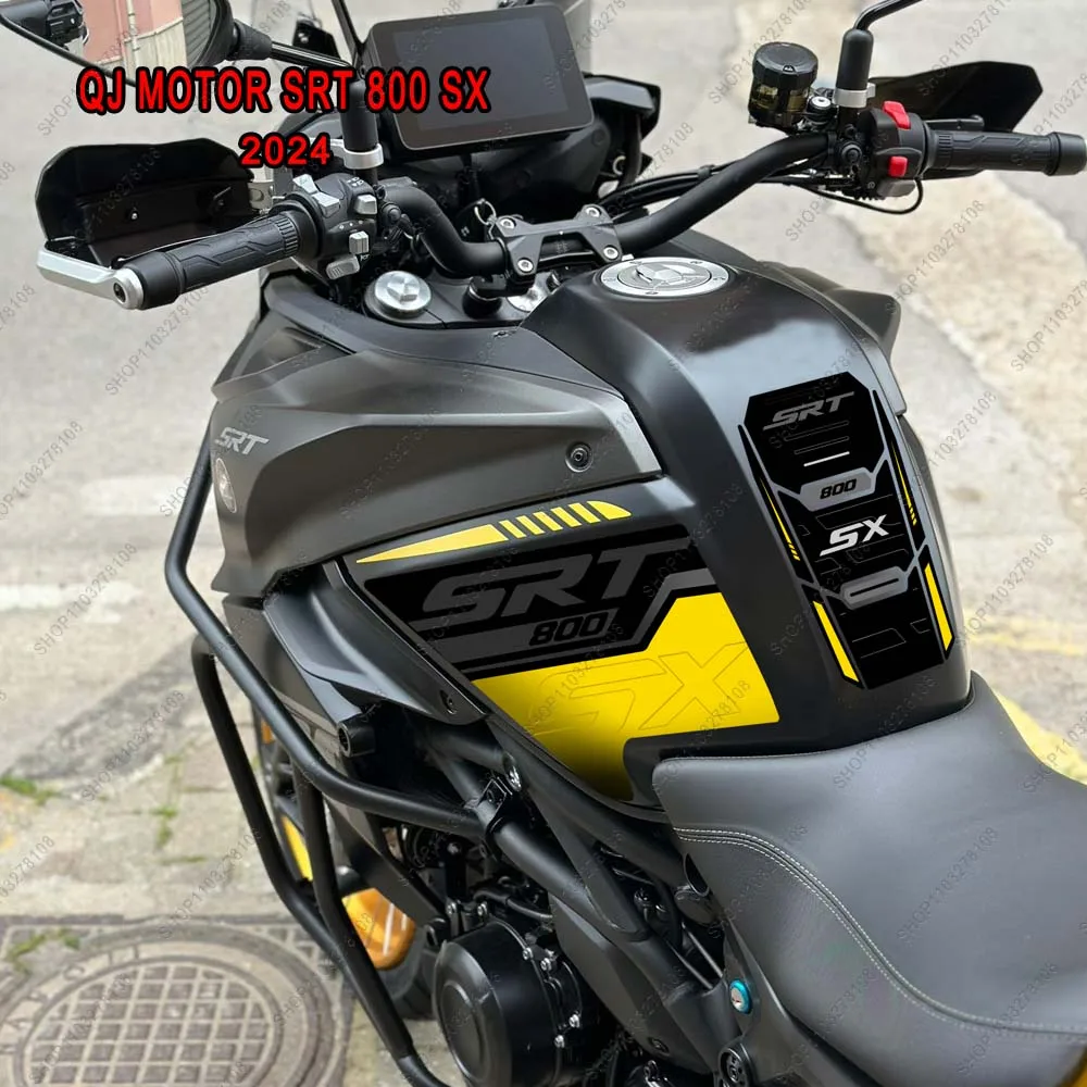 

For QJ Motor SRT 800 SX 2024 Yellow Motorcycle Side fuel tank pad Protection Sticker 3D Gel Resin Sticker waterproof Kit