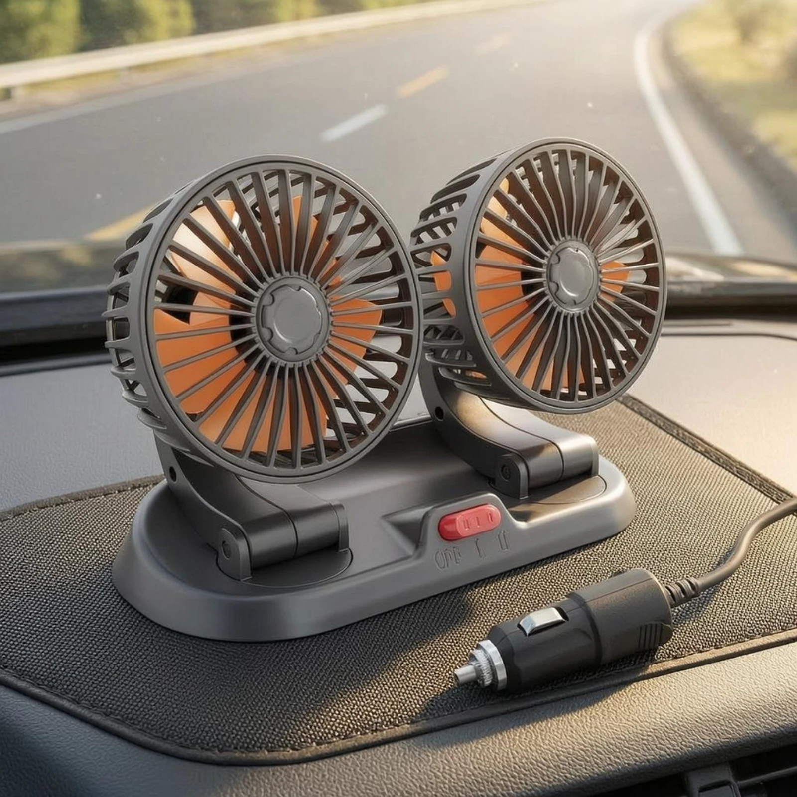 

twoHead Car Fan Protective Cover Grille Dual Head Car Fan Parking Number Plate Compact