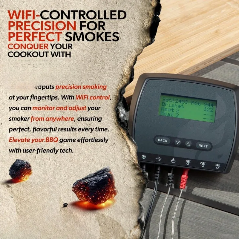 Smart BBQ Smoker Temperature Controller with Patented Variable Speed Fan, 500 Kamado WiFi with 2 Probes for Big Green