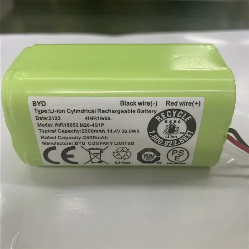 100% Original for INR18650 M26-4S1P battery 2600mAh High capacity for Cleaning robot battery BYD COMPANY LIMITED