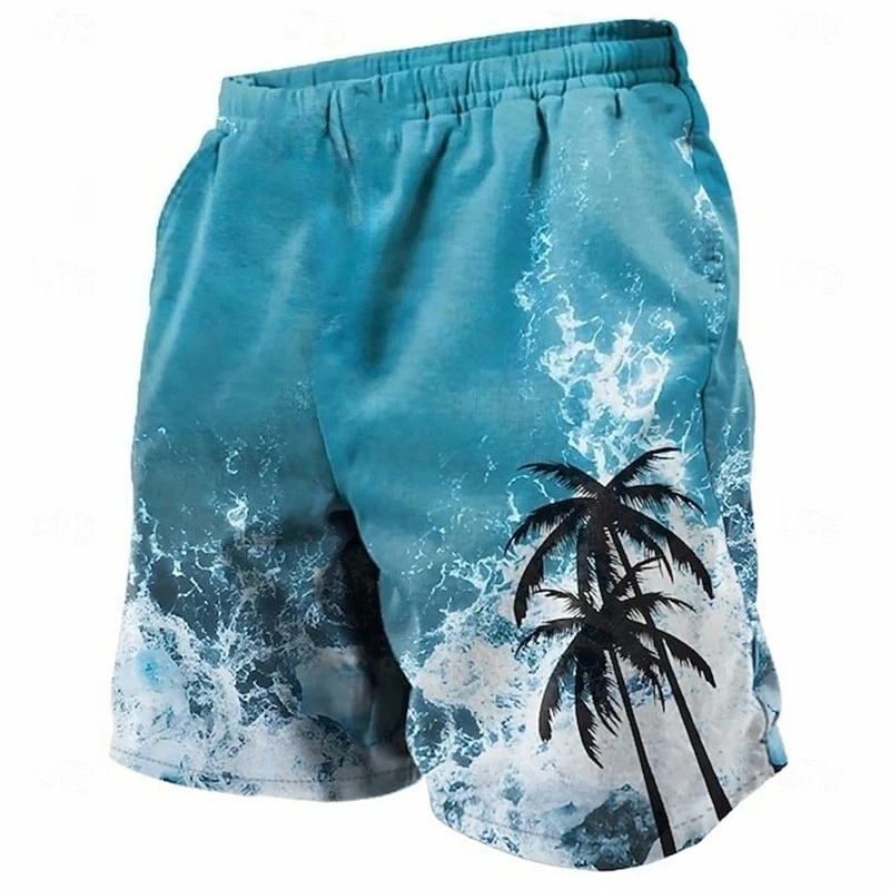 

Fashion Coconut Tree Graphic Short Pants Summer Casual Vacation 3D Printed Board Shorts Loose Quick Dry Breathable Swim Trunks