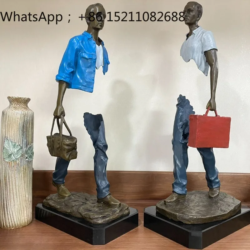 SCY abstract bronze sculpture traveler invisible man creative art decoration wine rack porch ornament