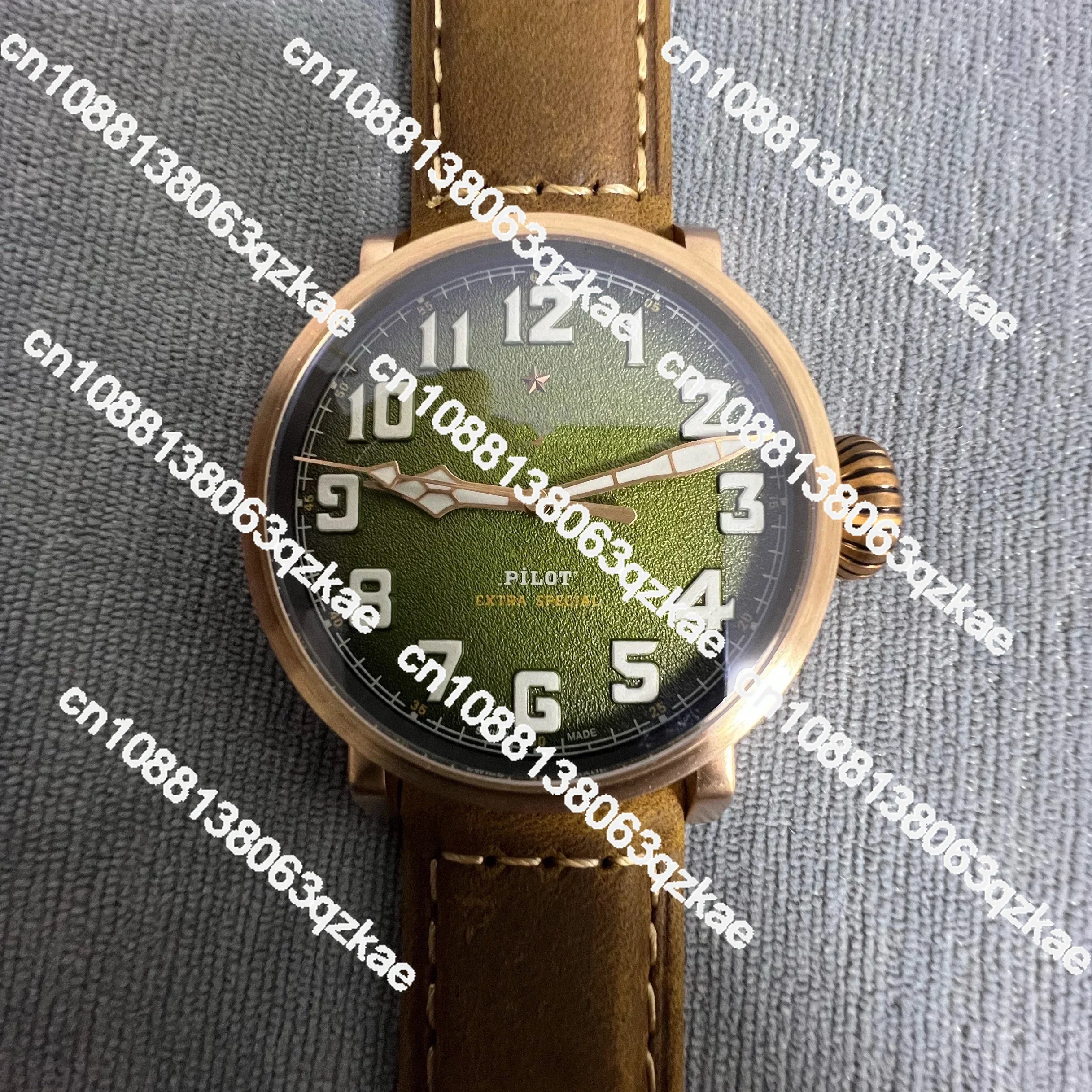 2024 New 45mm bronze fully automatic mechanical watch, waterproof watch, luminous pilot watch, retro fashionable men's watch