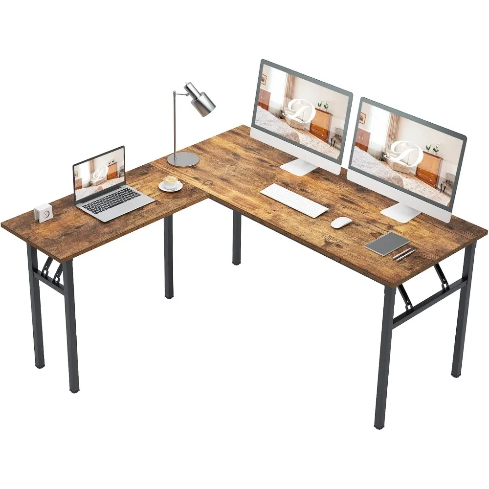 

Reversible L-Shaped Desk Large Corner Desk Folding Table Computer Desk Home Office Table Computer Workstation,Retro-N