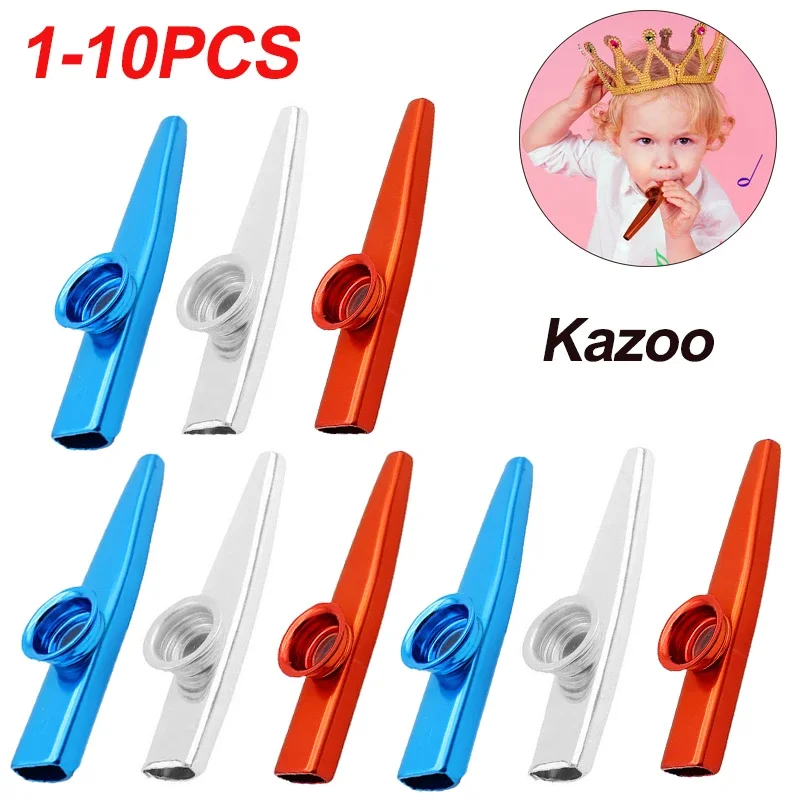

1-10PCS Metal Kazoo Portable Mouth Flute Woodwind Instrument Kazoo for Kids Children Beginner Music Lovers Gift