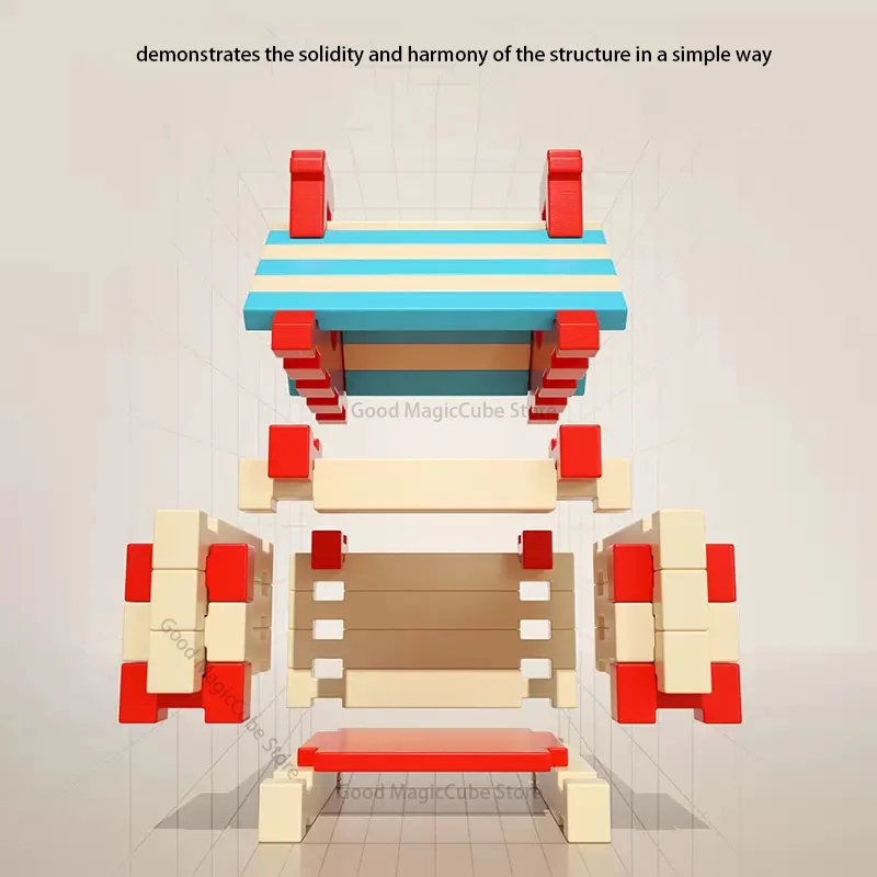 Set di blocchi di costruzione in legno per bambini fai-da-te - Giocattolo interattivo educativo per assemblaggio di strutture di piccolo architetto per bambini