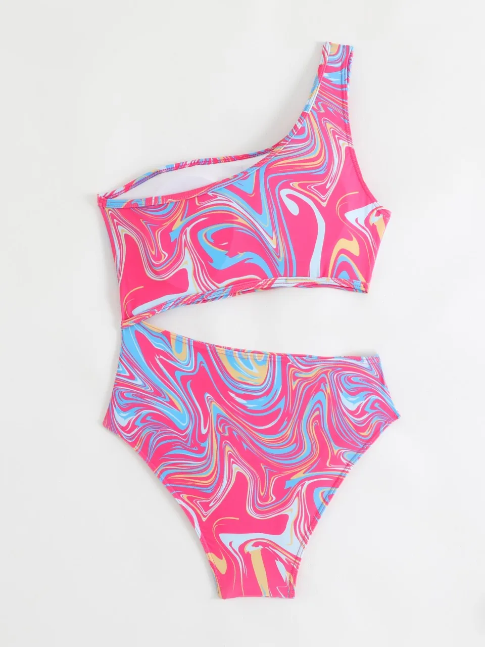 2026 traje de baño de una pieza con estampado de un hombro para mujer, traje de baño de corte alto calado, bañadores para mujer, traje de baño acolchado, ropa de playa