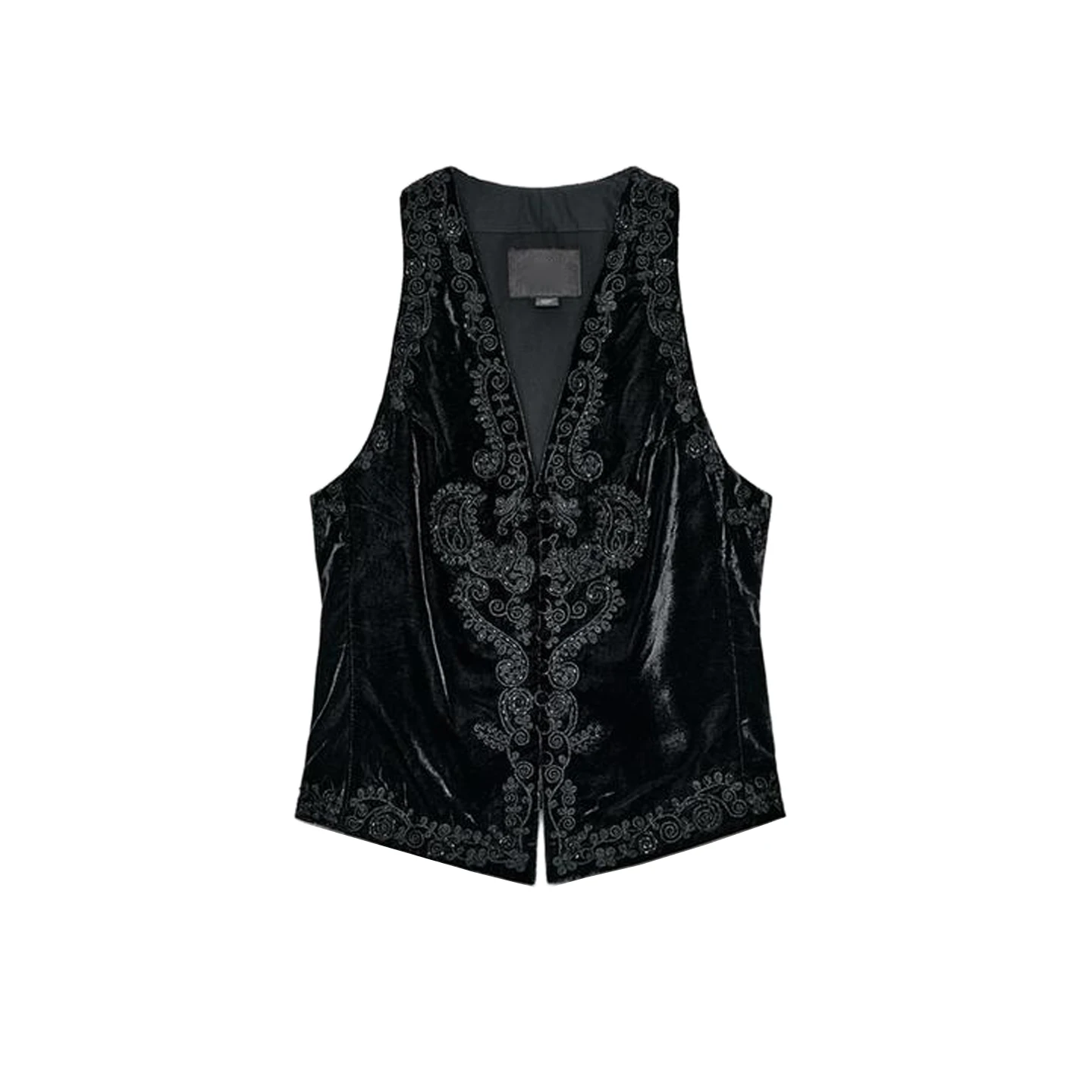 Invierno nuevo diseño de mujer V-ne Svel chaleco de terciopelo bordado 752292 diseño Original fibra de poliéster de Color puro