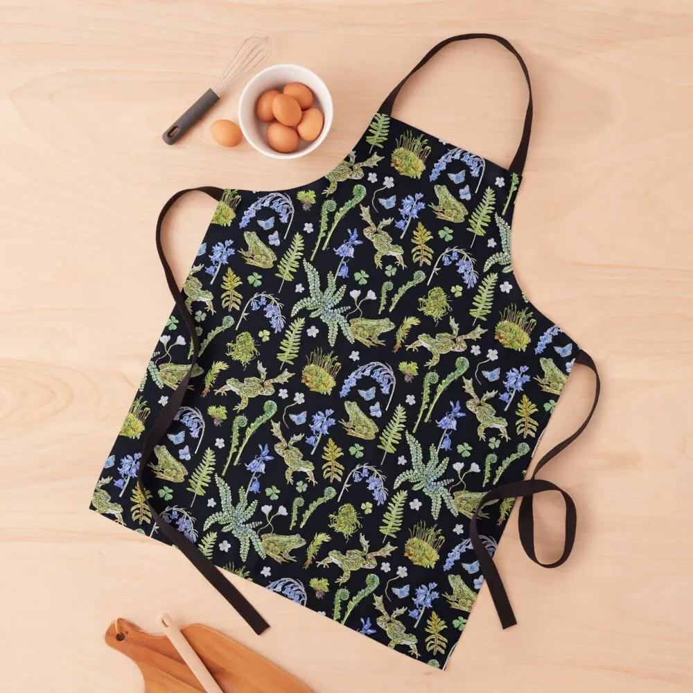 

Frolicking Frogs and Ferns Apron Kitchen Apras Man cookings for women For Cosmetologist Apron